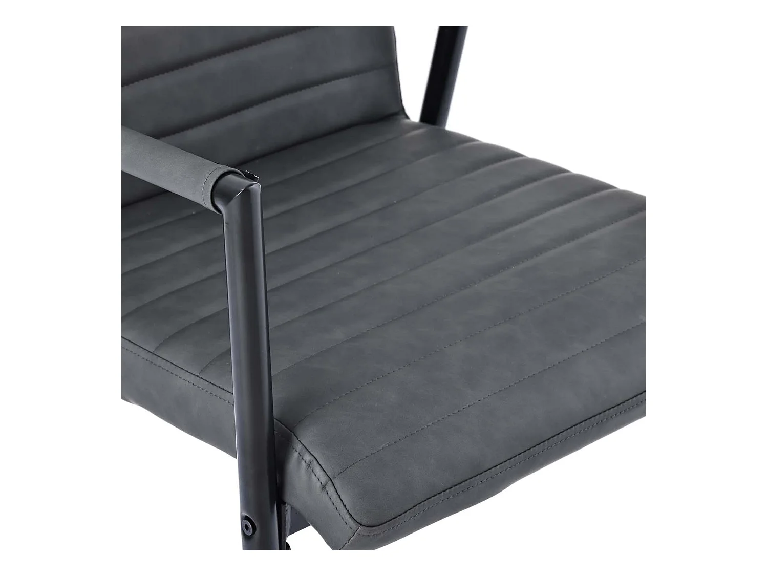 Set van 4 Kunstleren stoelen met armleuningen - metalen poten - Zwart