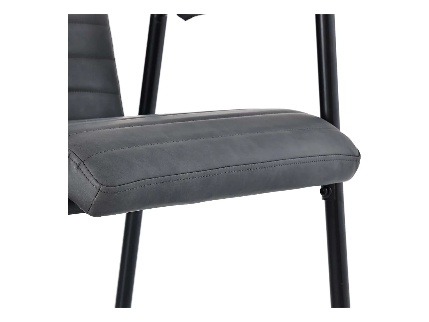 Set van 4 Kunstleren stoelen met armleuningen - metalen poten - Zwart