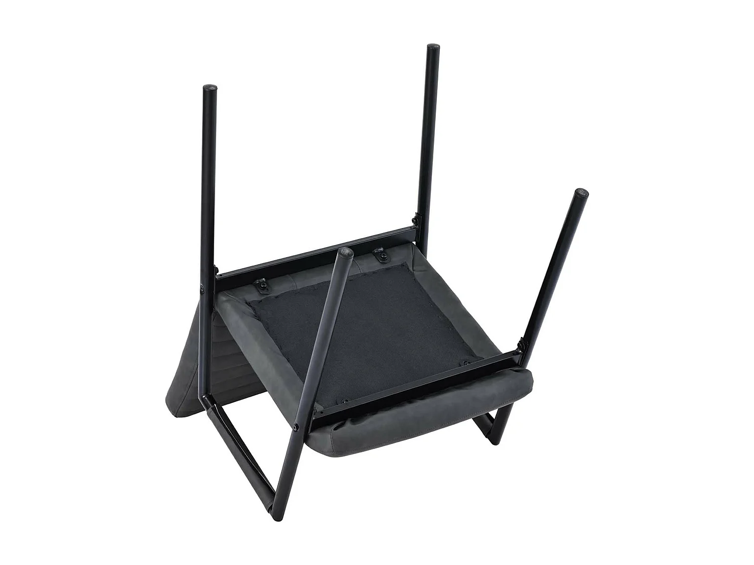 Set aus 4 Kunstlederstühlen mit Armlehnen – Metallbeine – Schwarz