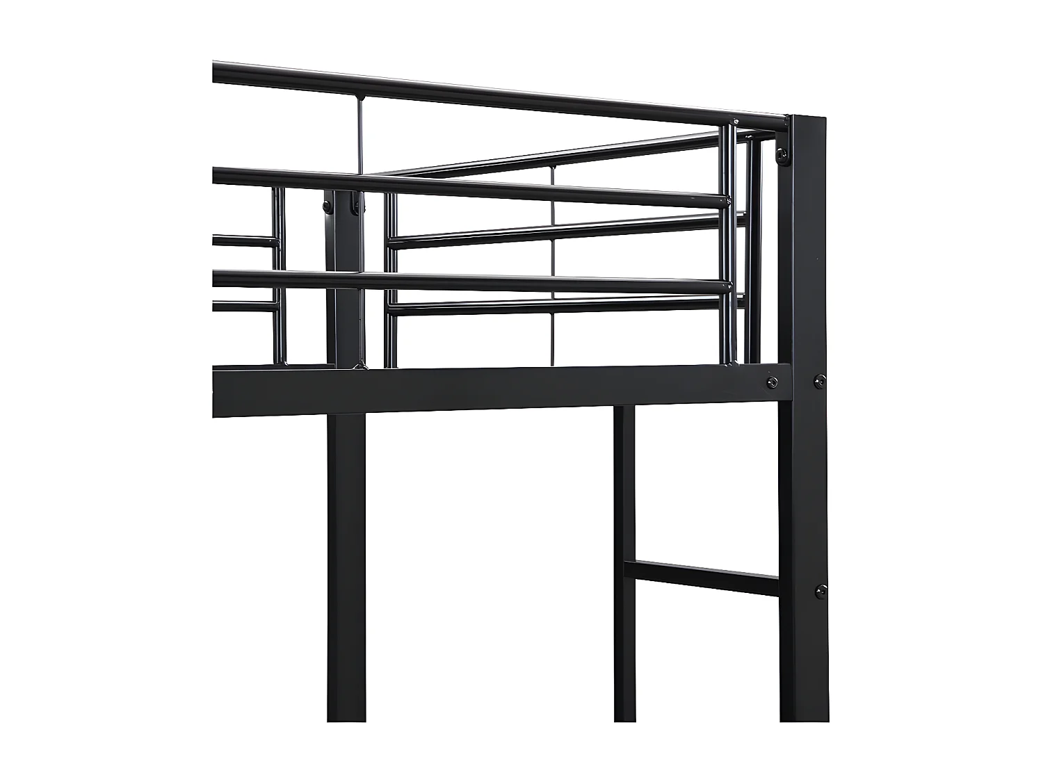 Lit mezzanine 90x200 cm - avec bureau et étagères - cadre en fer - Noir