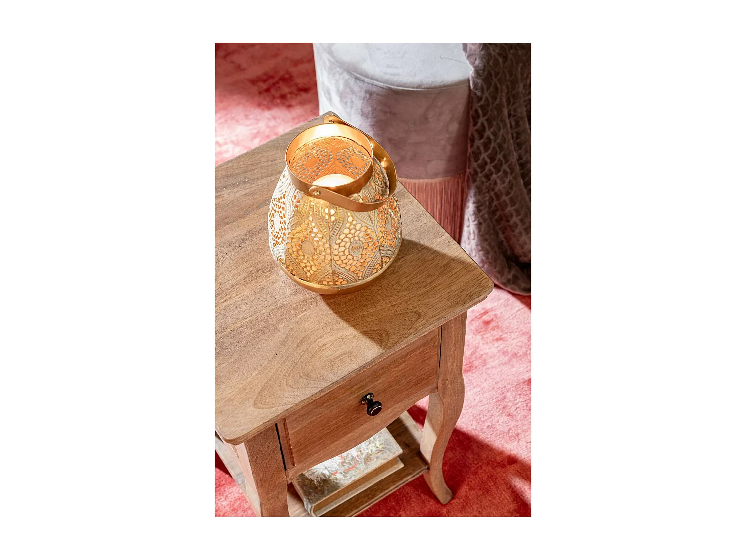 Table de chevet en bois de manguier 1 tiroir 1 tablette - GRACE