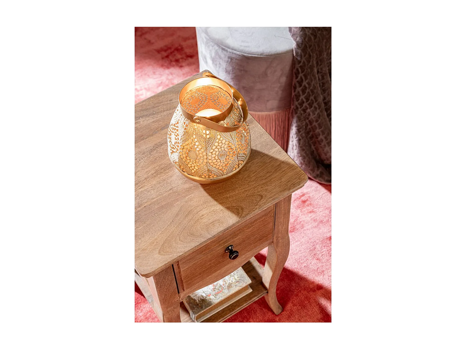 Table de chevet en bois de manguier 1 tiroir 1 tablette - GRACE