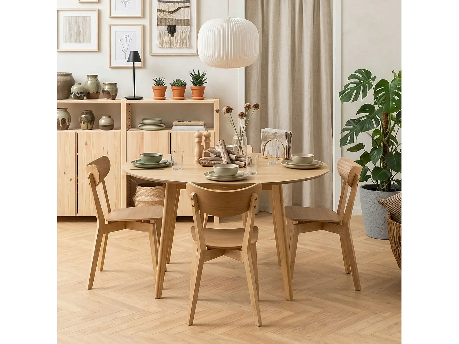 Table à manger ronde en bois 8 places D140 - LETA