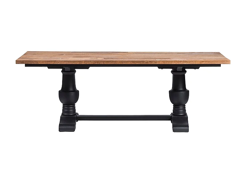 Table à manger rectangulaire en teck piétement noir poutre L220 - DALILA