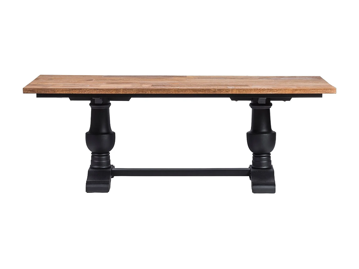 Table à manger rectangulaire en teck piétement noir poutre L220 - DALILA