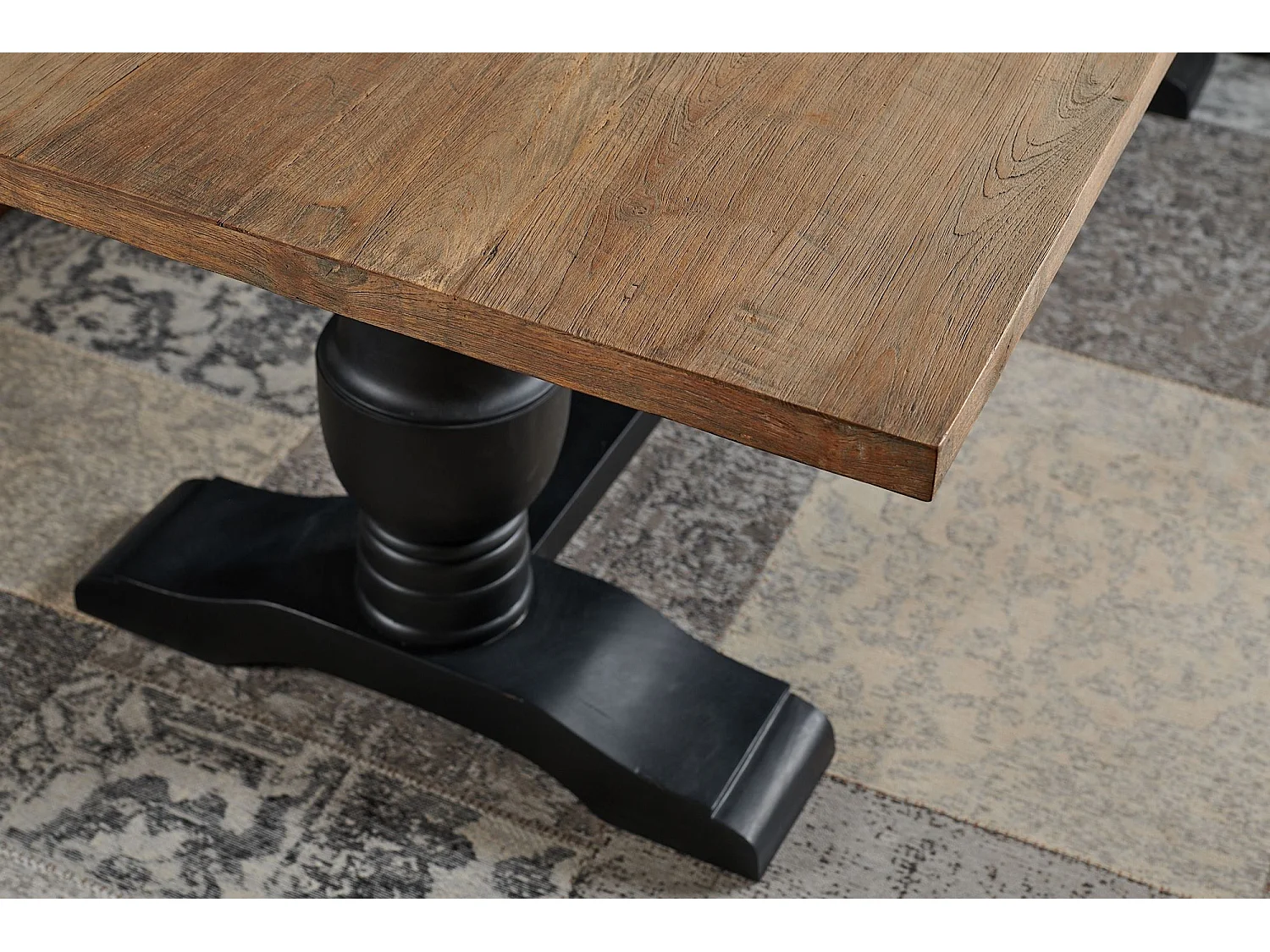 Table à manger rectangulaire en teck piétement noir poutre L220 - DALILA