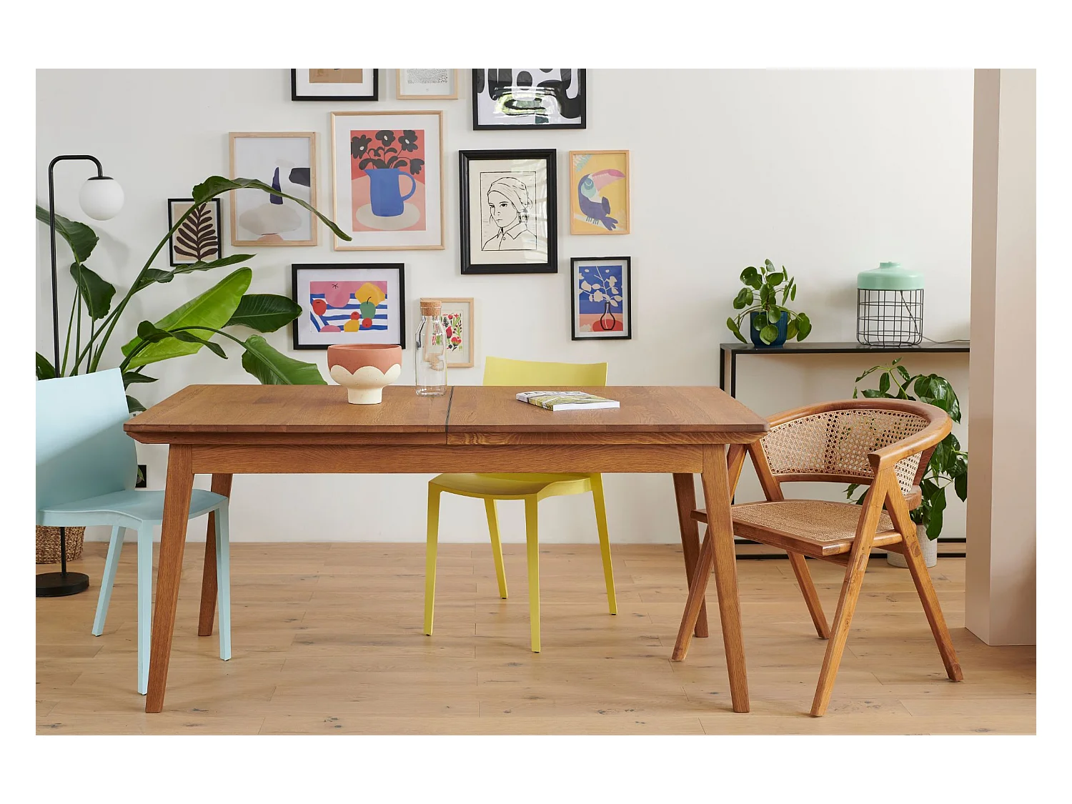 Table à manger extensible en bois massif noir 6/12 places L160/240 - MALLET