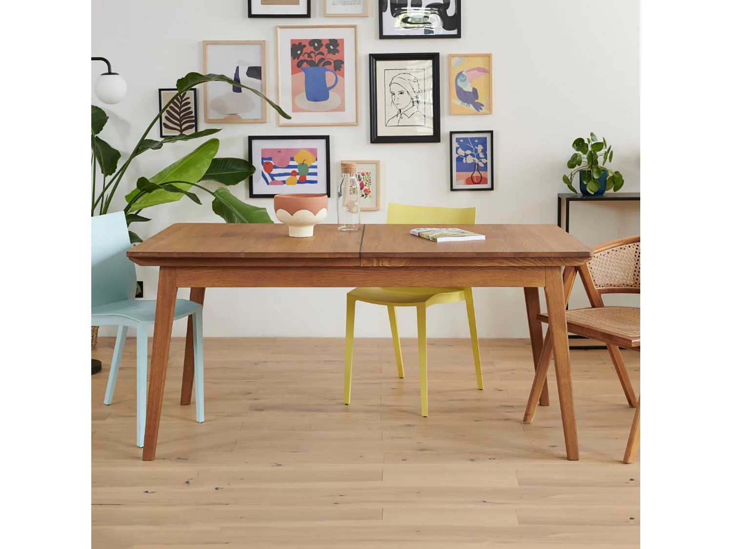 Table à manger extensible en bois massif noir 6/12 places L160/240 - MALLET