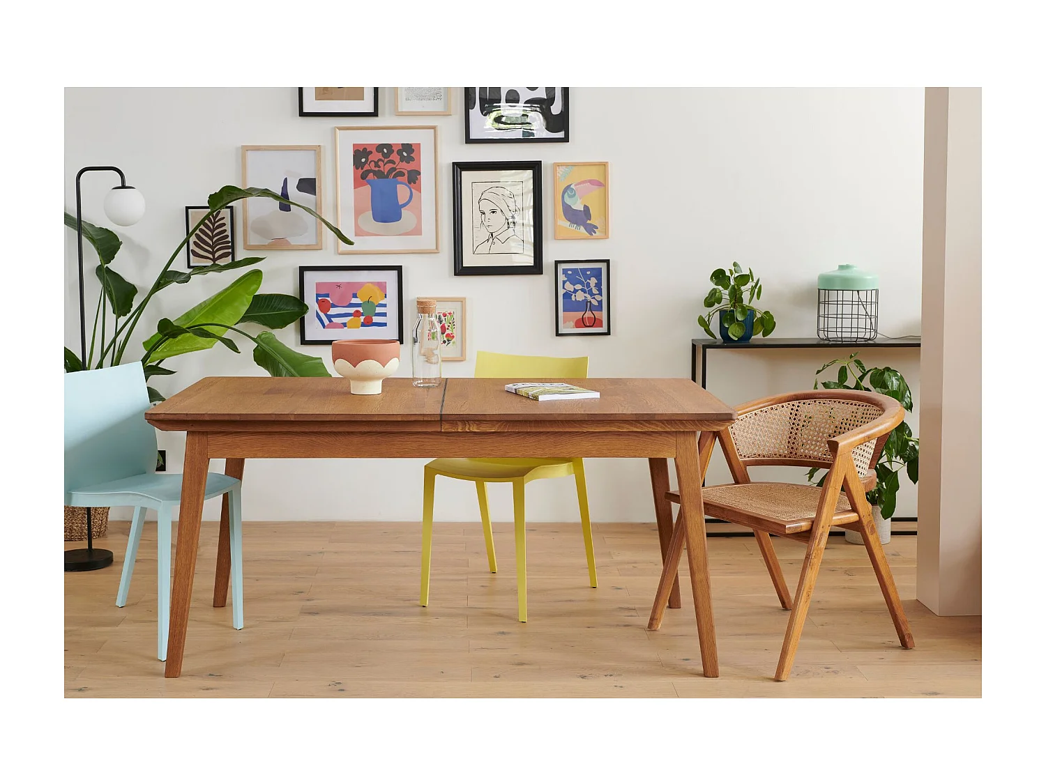 Table à manger extensible en bois massif noir 6/12 places L160/240 - MALLET