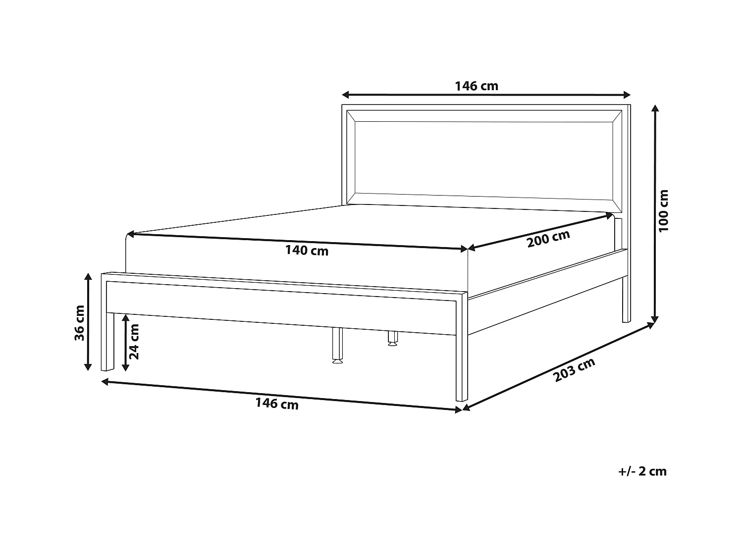 Bett heller Holzfarbton / schwarz Metallbeine Lattenrost 140 x 200 cm Ervillers