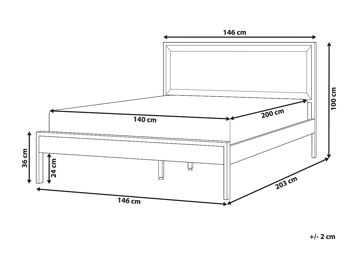 Lit avec sommier ERVILLERS 140 x 200 cm Acacia naturel