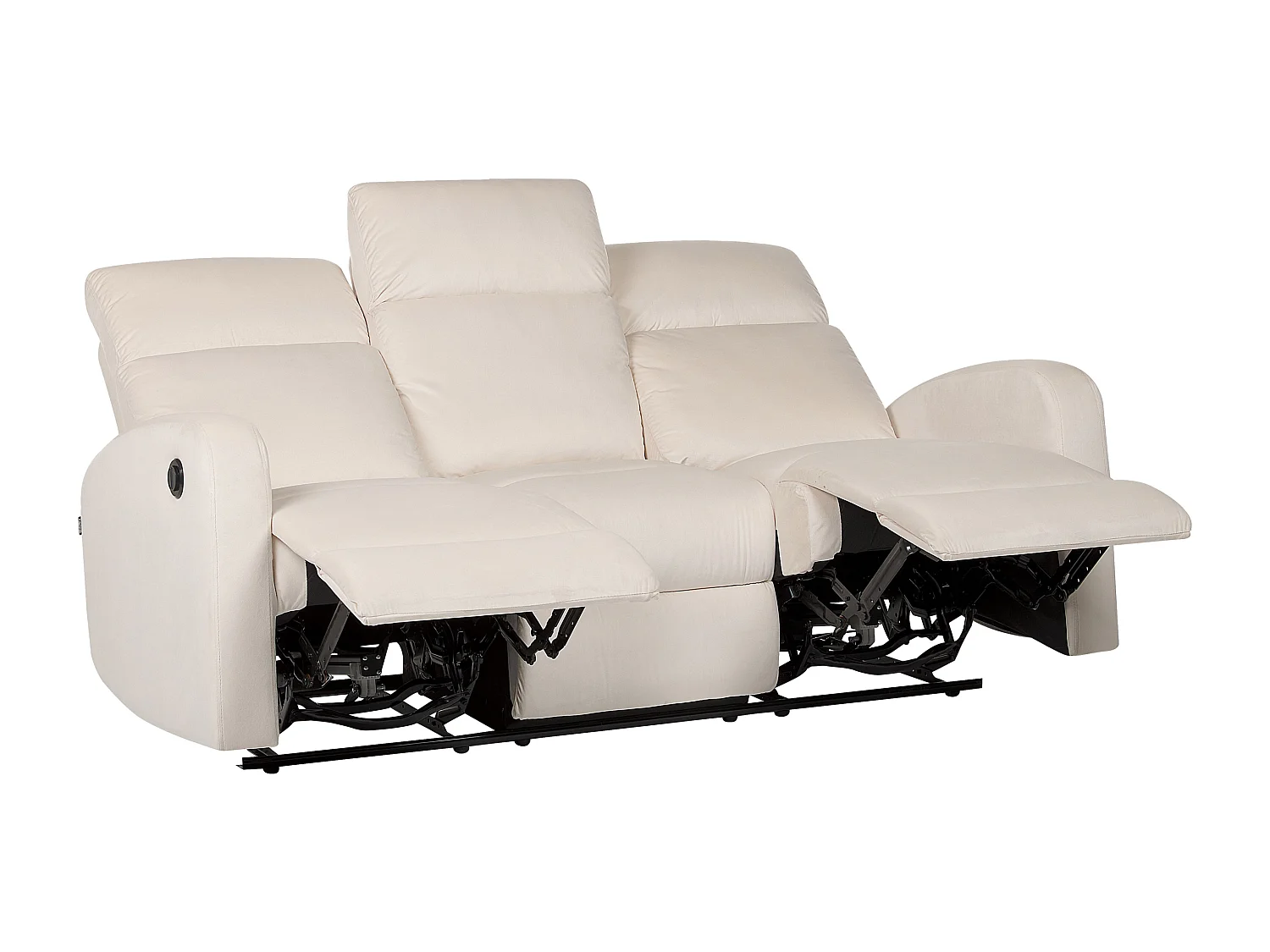 Sofa elektrisch verstellbar VERDAL Samtstoff Cremeweiss 3-Sitzer