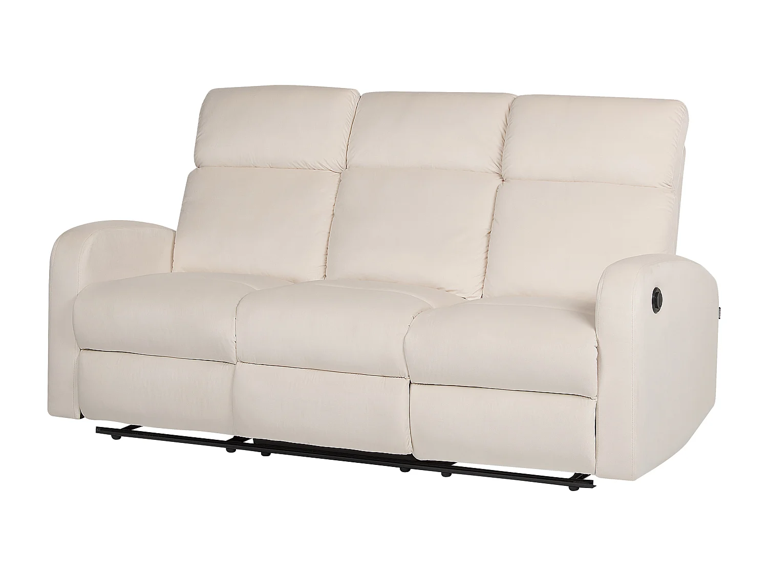 Sofa elektrisch verstellbar VERDAL Samtstoff Cremeweiss 3-Sitzer