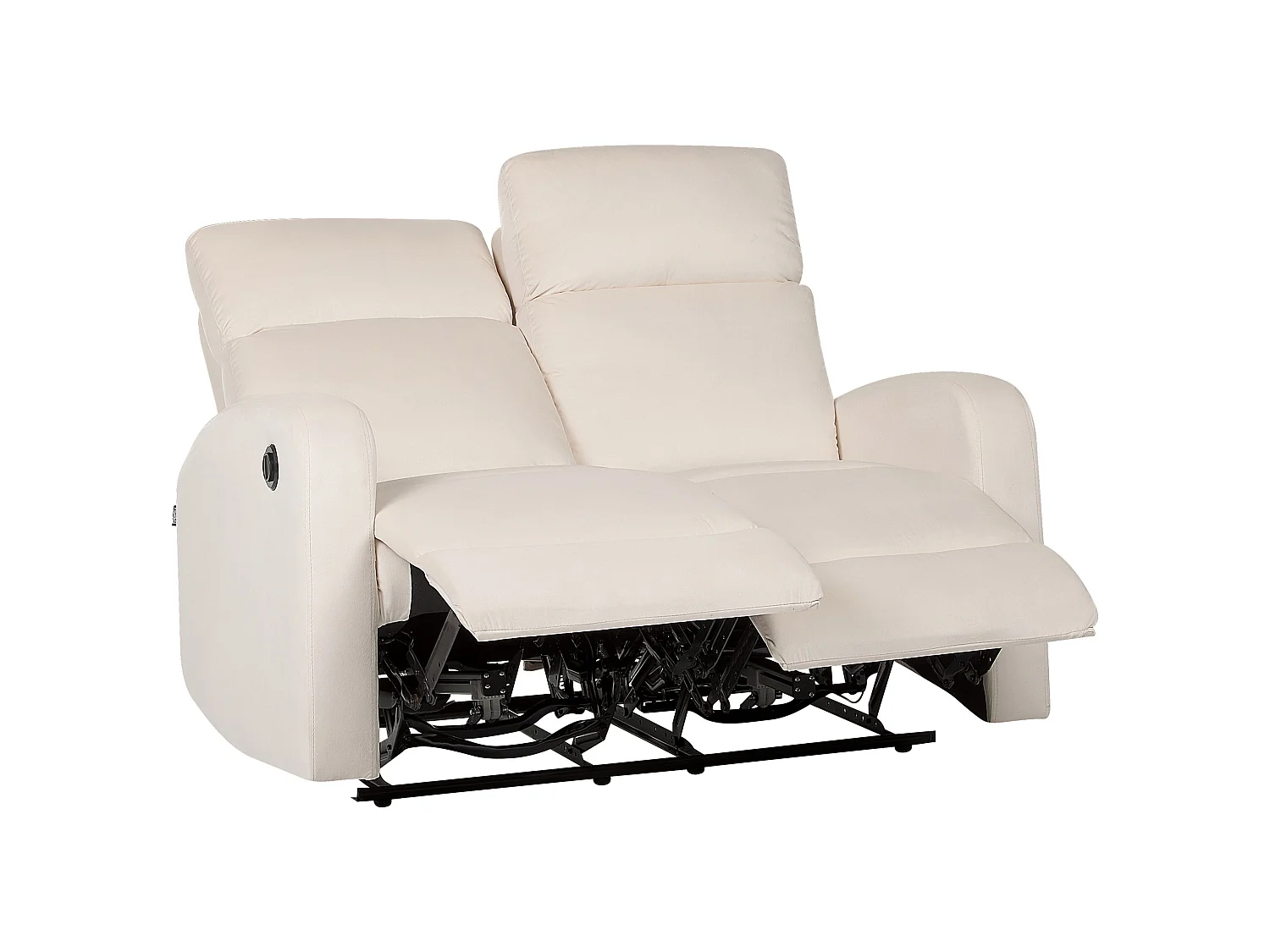 Canapé relax électrique VERDAL Velours Blanc cassé 2 places
