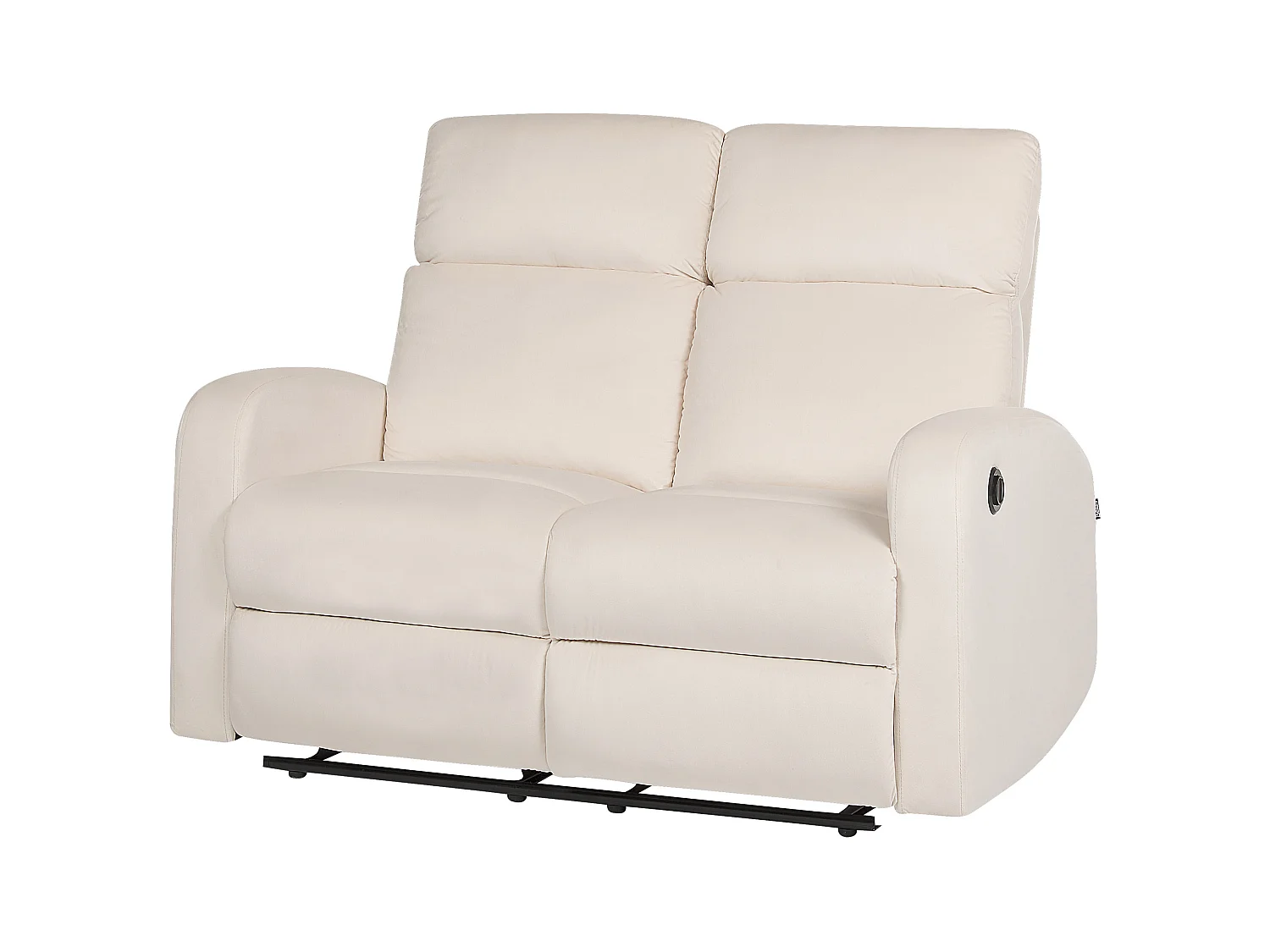 Canapé relax électrique VERDAL Velours Blanc cassé 2 places