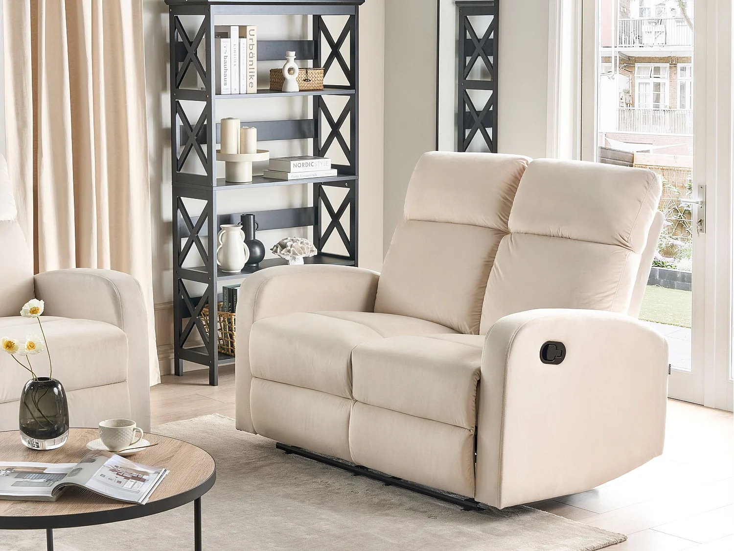 Recliner Chair VERDAL with Footrest Velvet Beige