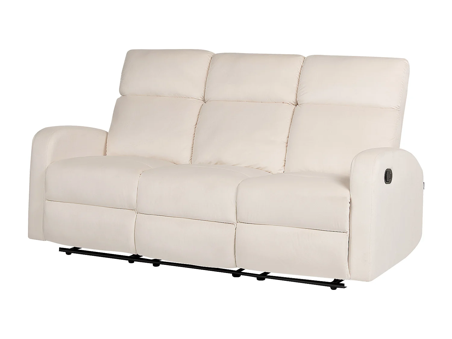 Sofa manuell verstellbar VERDAL Samtstoff Cremeweiss 3-Sitzer