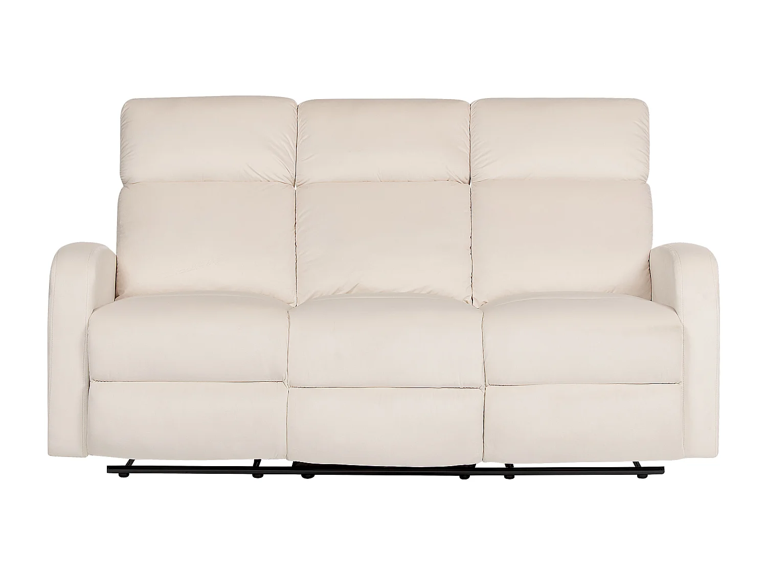 Sofa manuell verstellbar VERDAL Samtstoff Cremeweiss 3-Sitzer