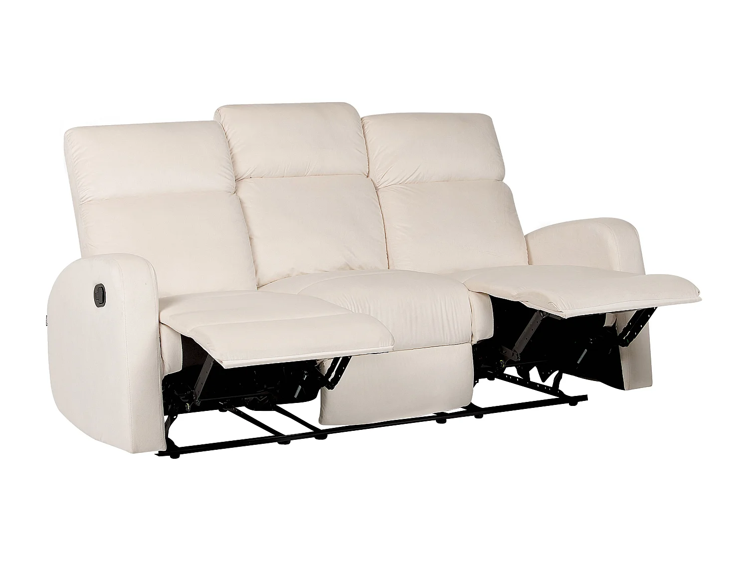 Canapé relax manuel 3 places VERDAL Velours Blanc cassé