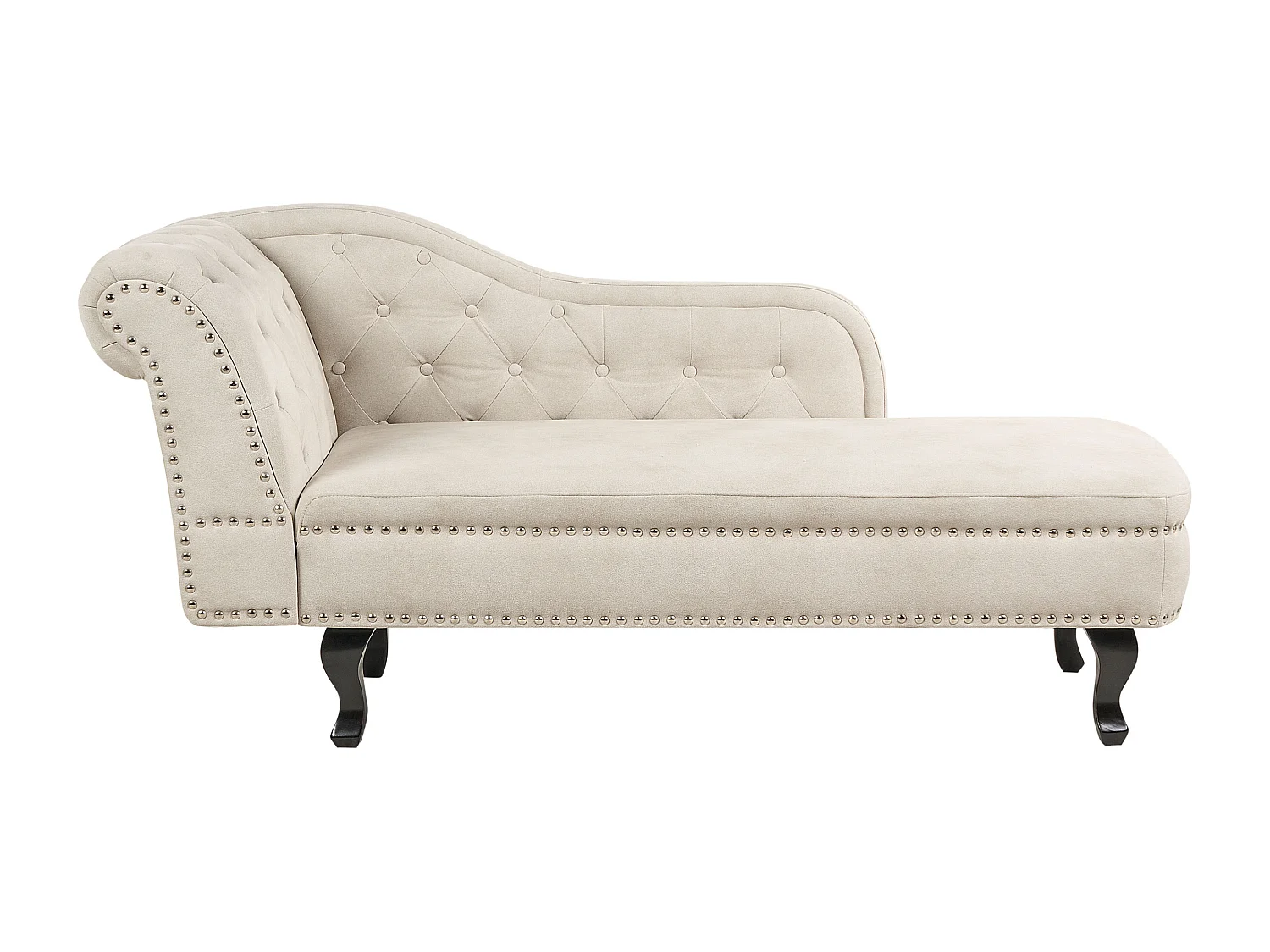 Chaise longue en velours côté droite beige clair NIMES