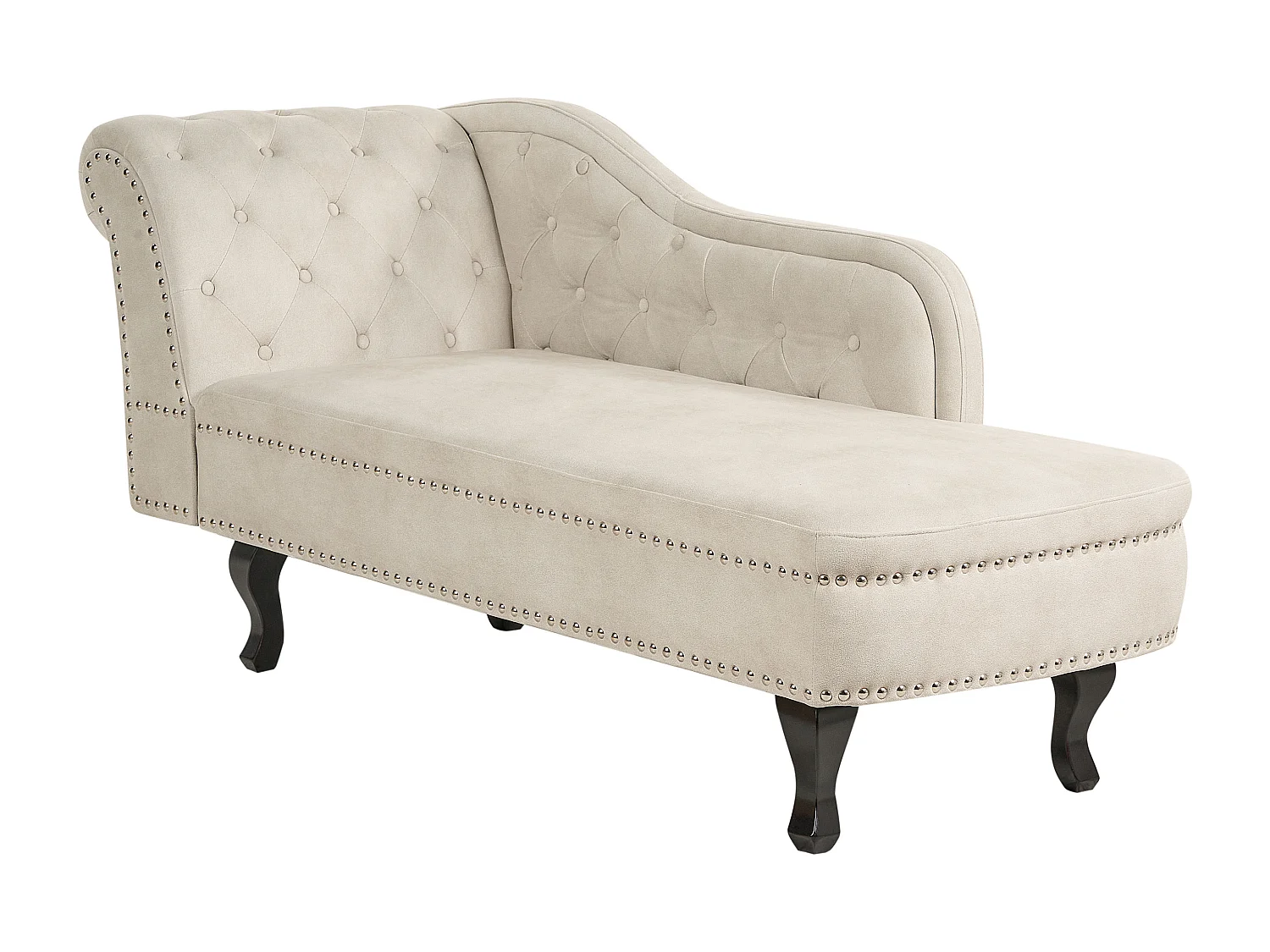 Chaise longue fluweel lichtbeige linkszijdig NIMES