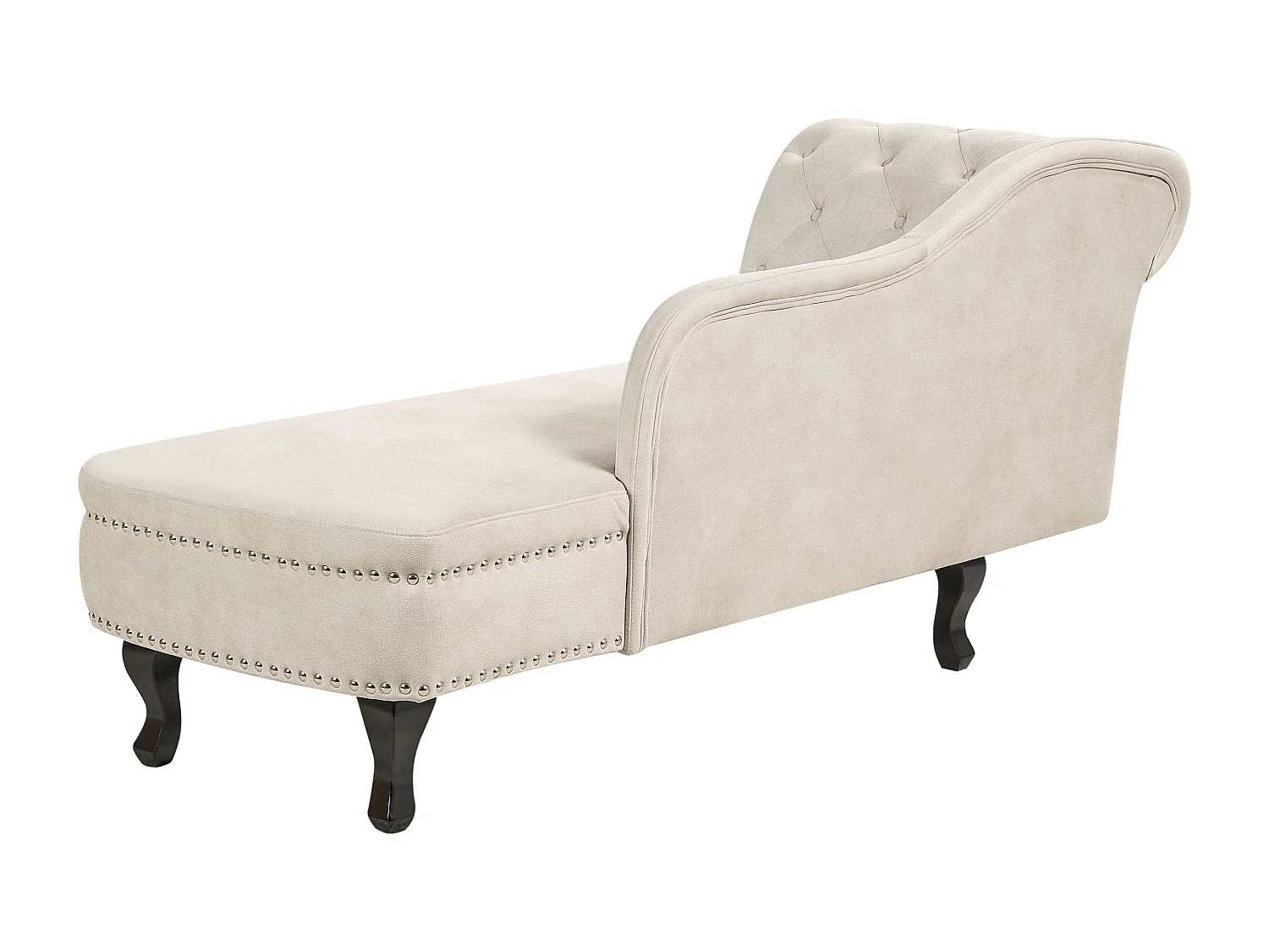 Chaise longue fluweel lichtbeige linkszijdig NIMES