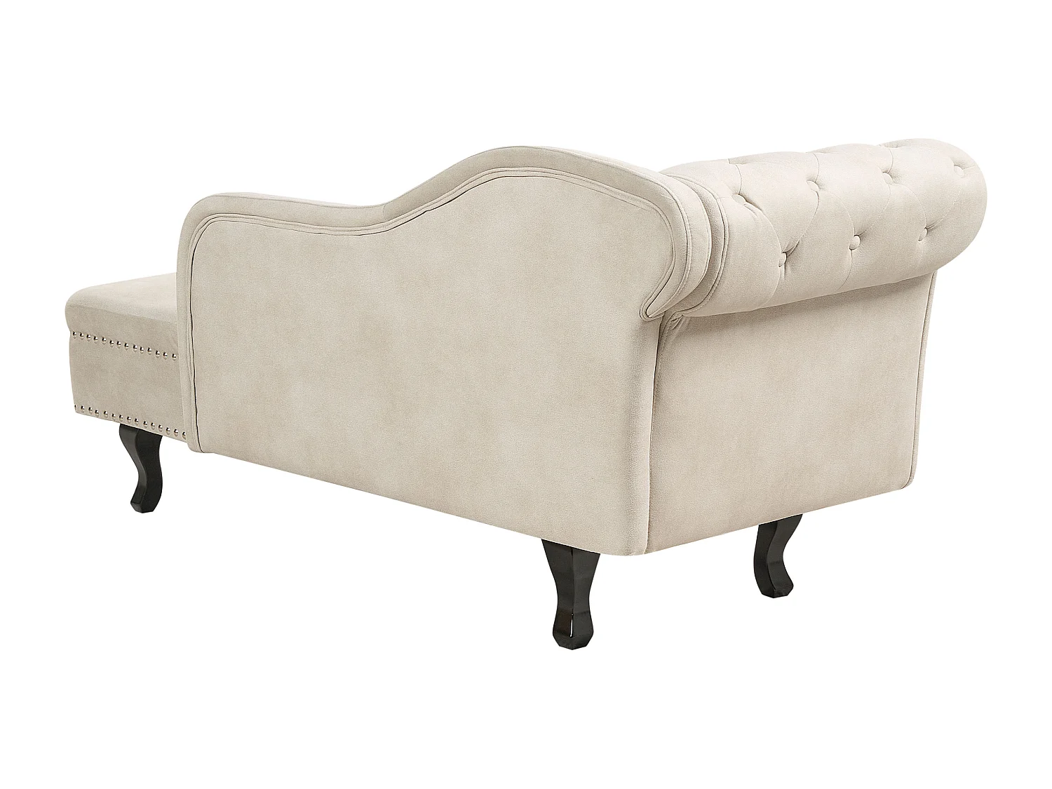 Chaise longue fluweel lichtbeige linkszijdig NIMES