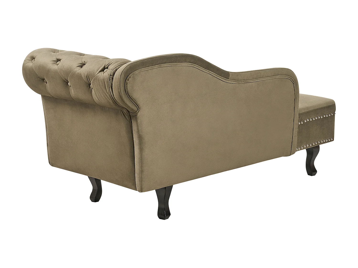 Chaise longue en velours côté gauche vert olive NIMES