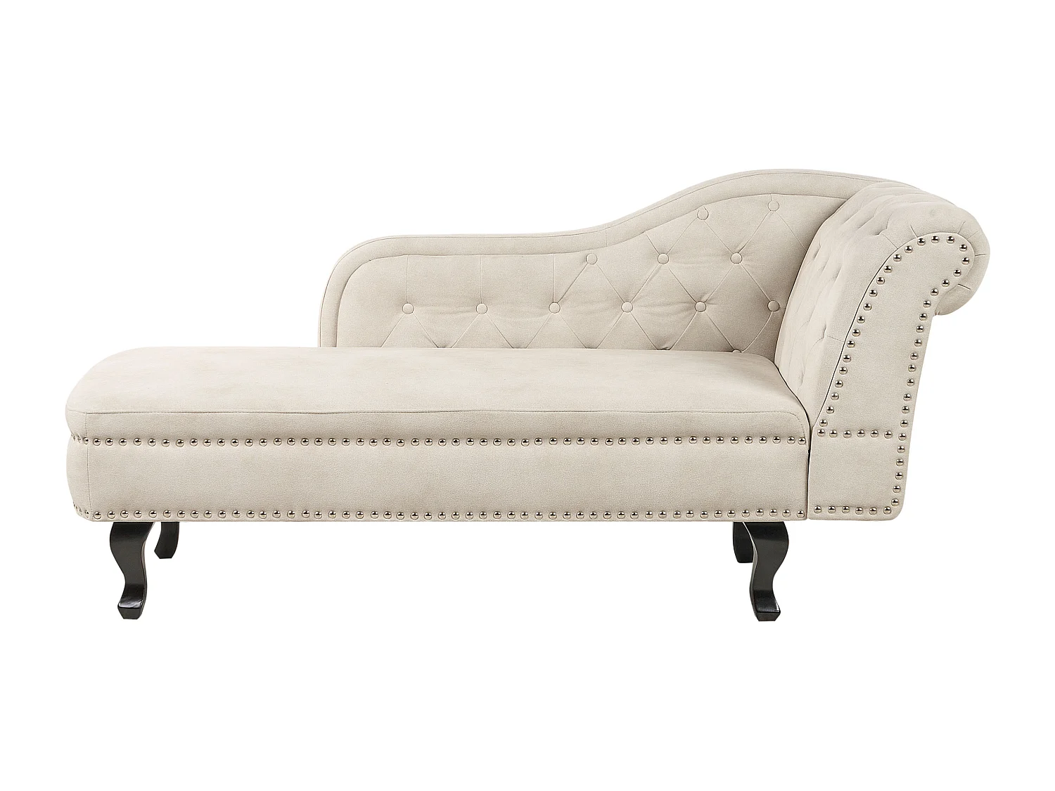 Chaise longue en velours côté gauche beige clair NIMES