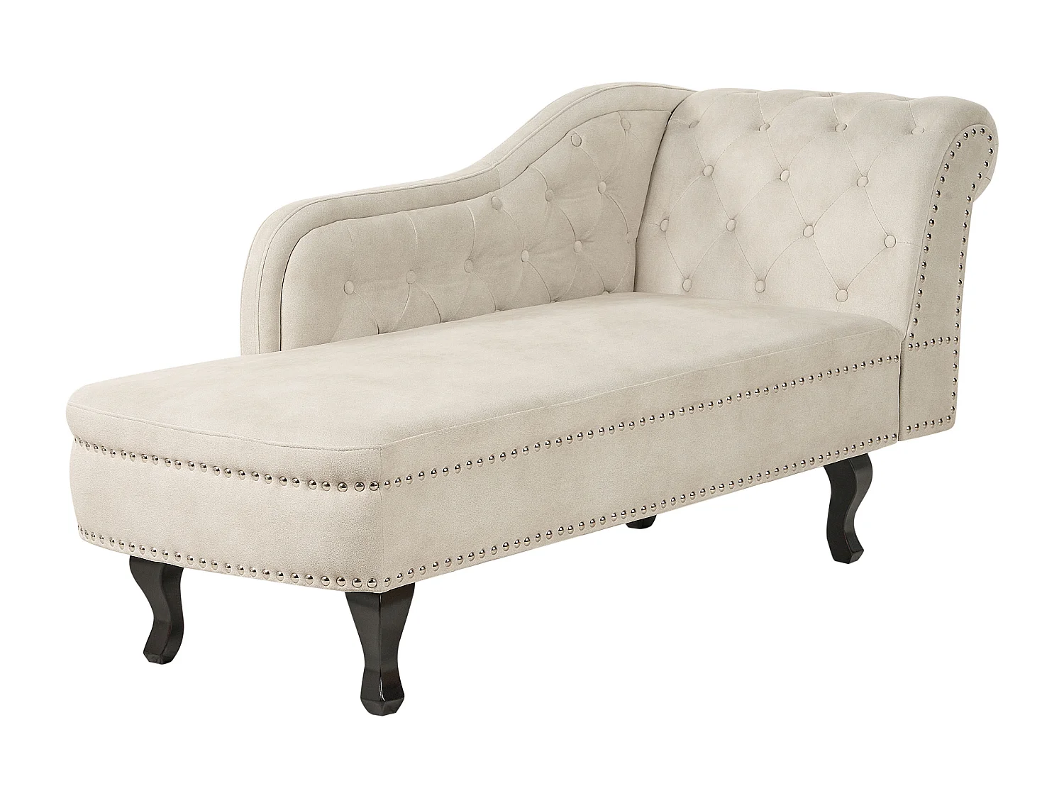 Chaise longue en velours côté gauche beige clair NIMES