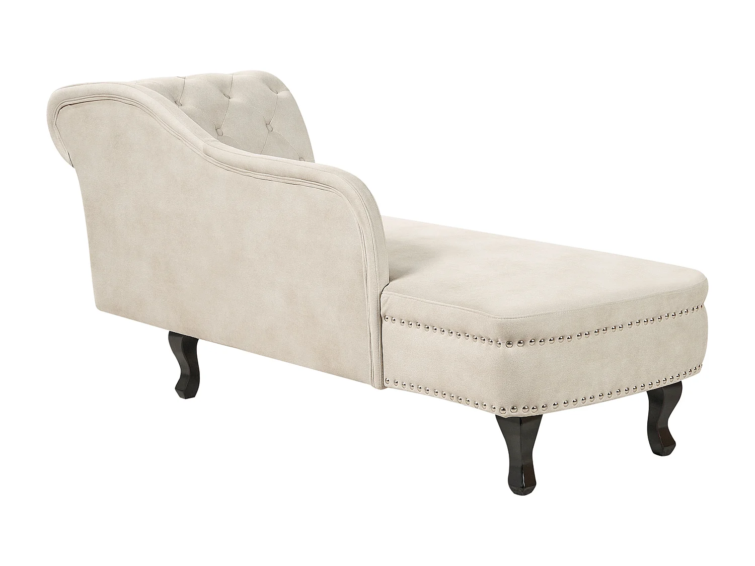 Chaise longue en velours côté gauche beige clair NIMES