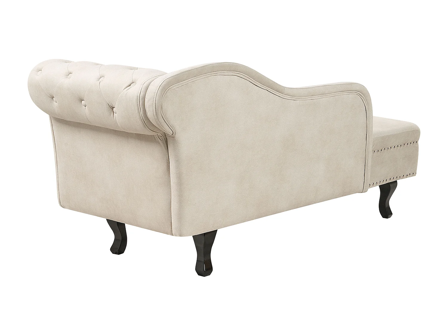 Chaise longue en velours côté gauche beige clair NIMES