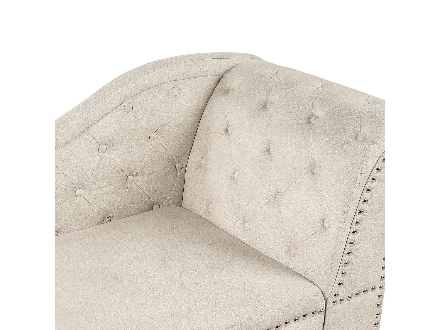 Chaise longue en velours côté gauche beige clair NIMES