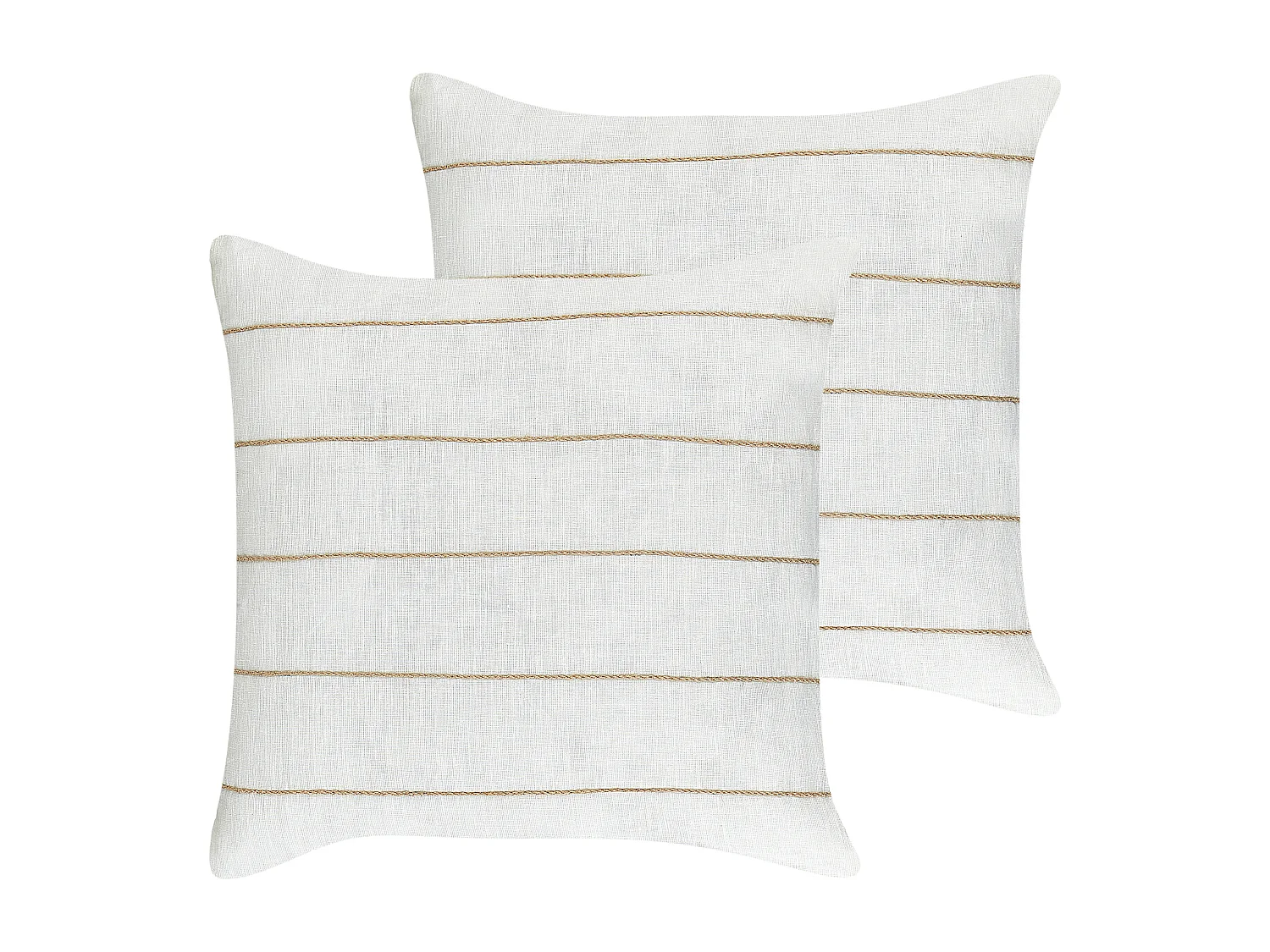 Set van 2 decoratieve kussens MILAS Linnen 50 x 50 cm Wit Gestreept