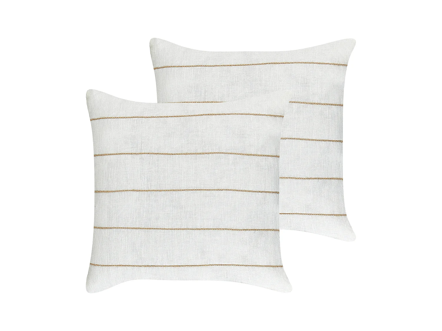 Lot de 2 coussins décoratifs MILAS Lin 50 x 50 cm Blanc À rayure