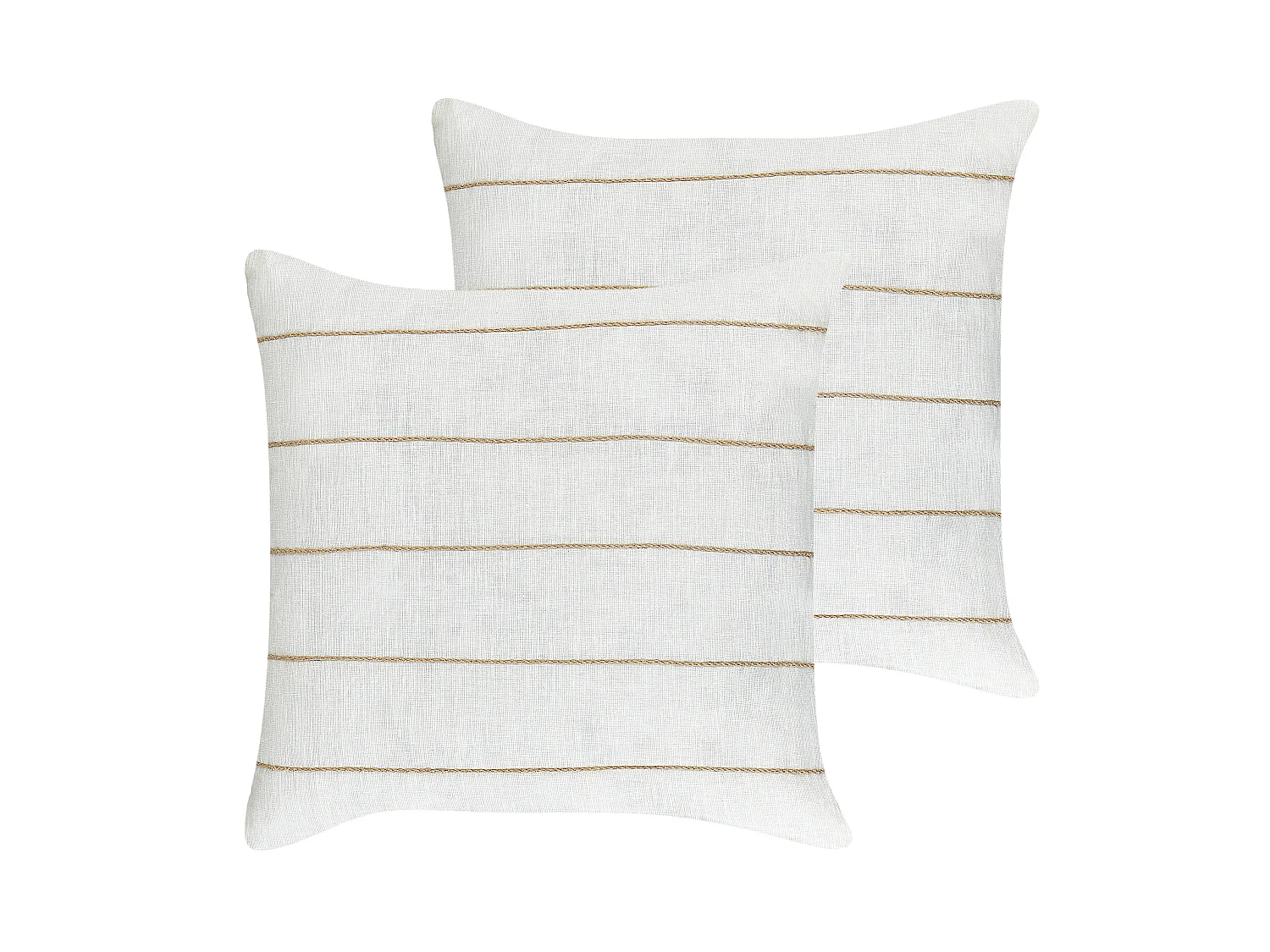 Dekokissen 2er Set MILAS Leinen 50 x 50 cm Weiss Streifenmuster