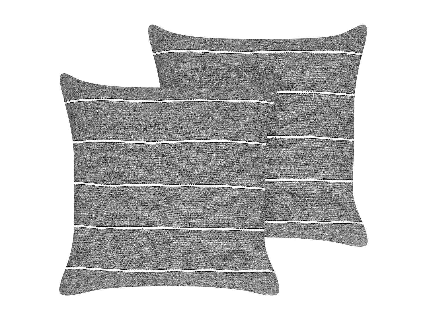 Conjunto de 2 cojines decorativos MILAS Lino 50 x 50 cm Gris A rayas