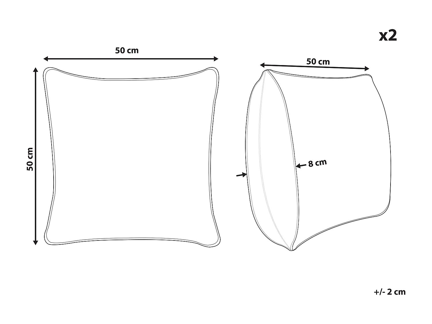 Conjunto de 2 cojines decorativos MILAS Lino 50 x 50 cm Gris A rayas