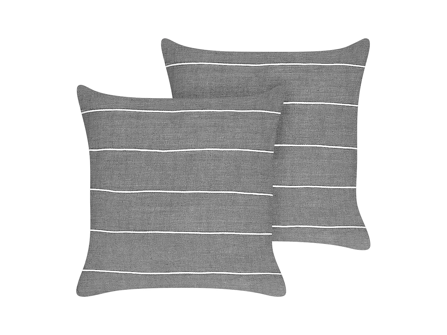 Dekokissen 2er Set Leinen grau / weiß gestreift 50 x 50 cm quadratisch Milas