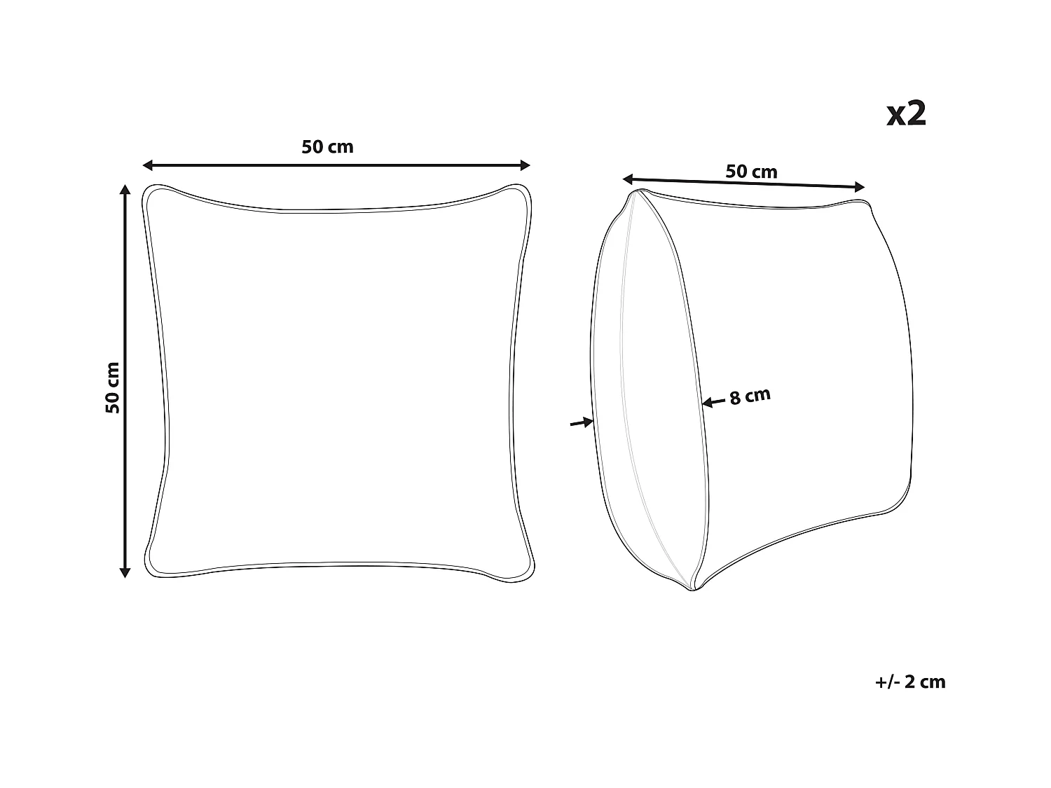 Dekokissen 2er Set Leinen grau / weiß gestreift 50 x 50 cm quadratisch Milas
