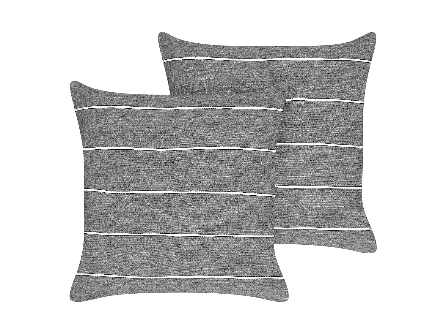 Dekokissen 2er Set MILAS Leinen 50 x 50 cm Grau Streifenmuster