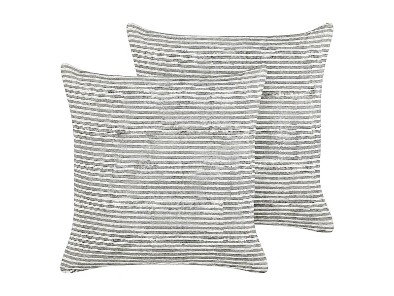 Conjunto de 2 almofadas decorativas KANPAS Linho 50 x 50 cm Cinzento Às riscas