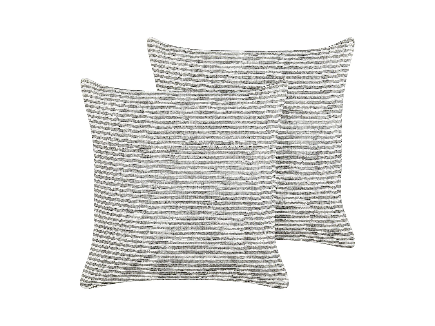 Dekokissen 2er Set Leinen grau / weiß gestreift 50 x 50 cm quadratisch Kanpas
