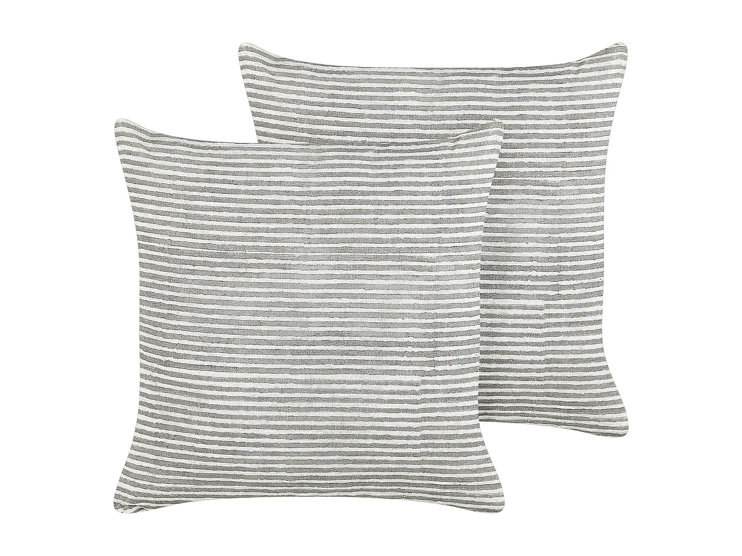 Lot de 2 coussins décoratifs KANPAS Lin 50 x 50 cm Gris À rayure
