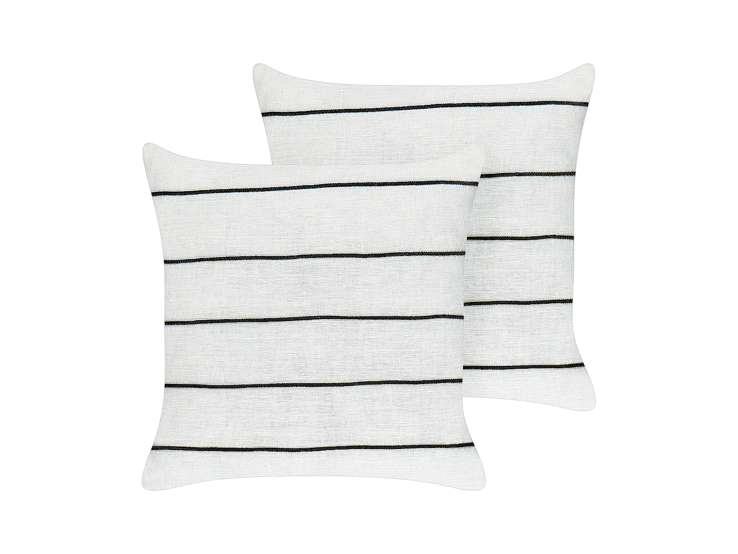 Dekokissen 2er Set MILAS Leinen 50 x 50 cm Schwarz / Weiss Streifenmuster