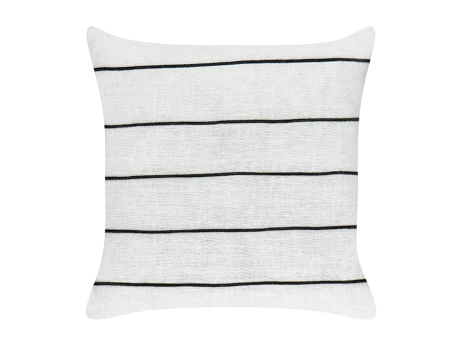 Conjunto de 2 cojines decorativos MILAS Lino 50 x 50 cm Negro/Blanco A rayas