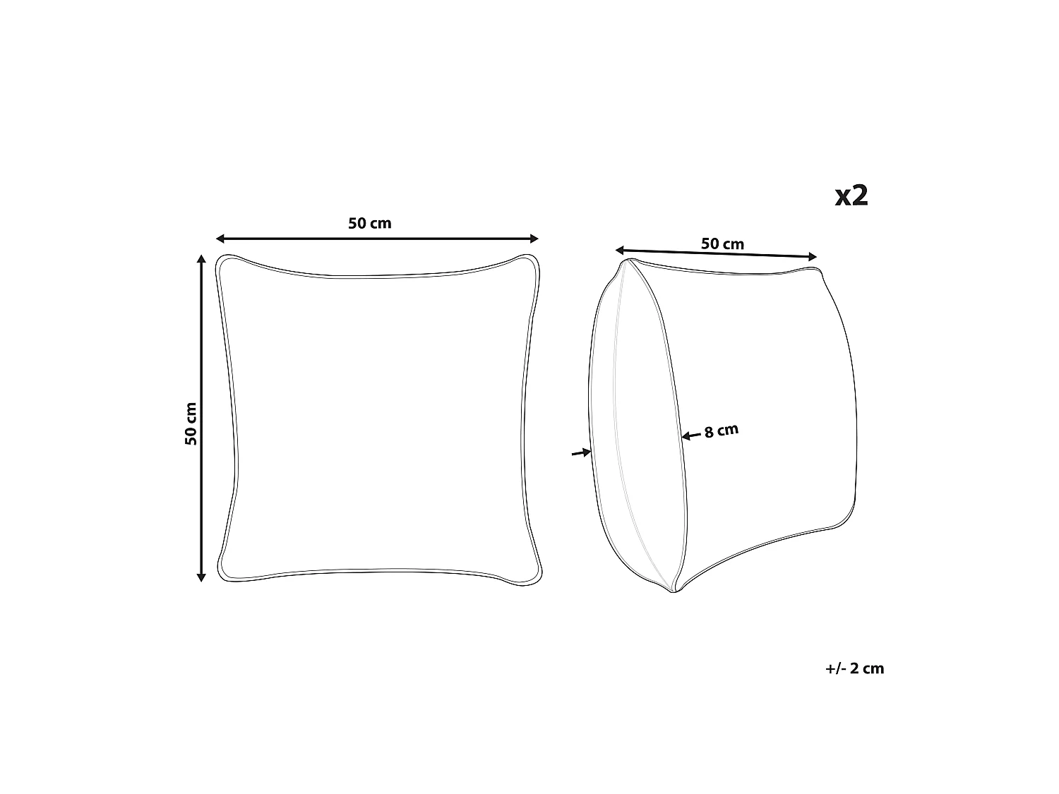 Lot de 2 coussins décoratifs MILAS Lin 50 x 50 cm Noir/blanc À rayure