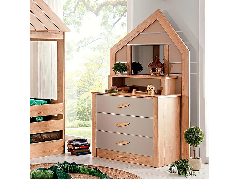 Coiffeuse en aggloméré gris 155,3x84,4x41,3cm