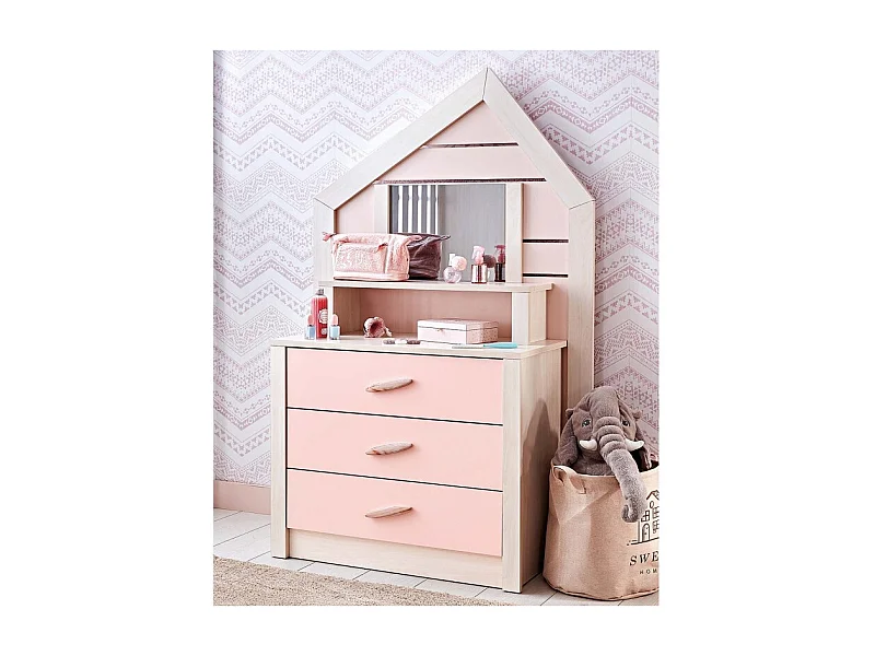 Coiffeuse  rose 155,3x84,4x41,3cm