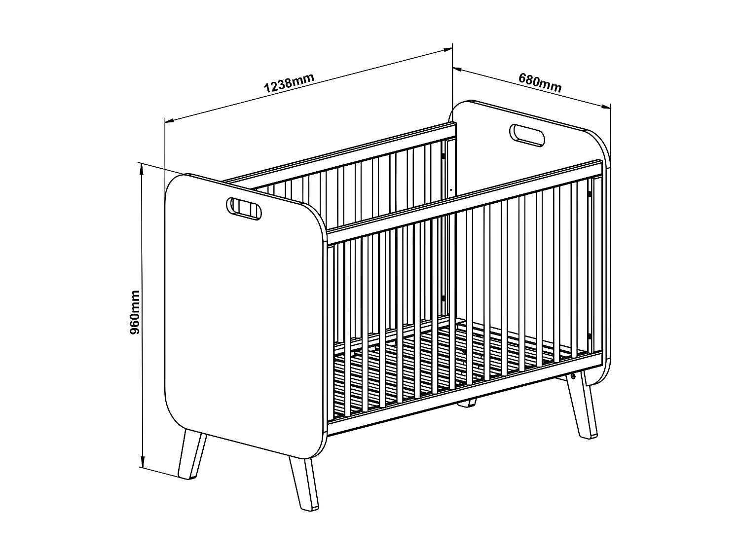 Berceau en MDF blanc 60x120cm